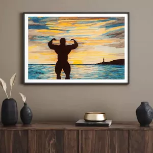 Imagen de portada para Curso online 🖼 "Músculos y Mar" – Arte Digital con Silueta Musculosa | Descargable en Alta Resolución  