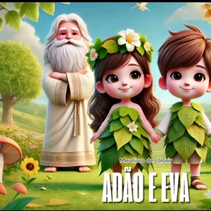 Imagem de capa para o Ebook PDF - LIVRO DE COLORIR - ADÃO E EVA