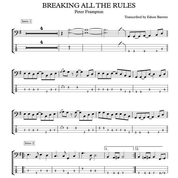 Breaking All The Rules Peter Frampton Bass Score Tab Lesson Edson Renato Vitti Barreto Learn A New Skill Images Icons Pictures Hotmart