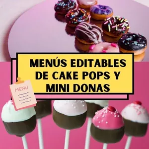 Imagen de portada para Ebook 📝🍭 Menús Editables para Cake Pops y Mini Donas