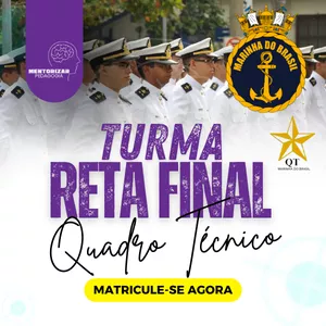 Imagem de capa para o Curso online Turma Reta Final 2024  - QUADRO TÉCNICO DA MARINHA - NÃO TEM O EDITAL COMPLETO 
