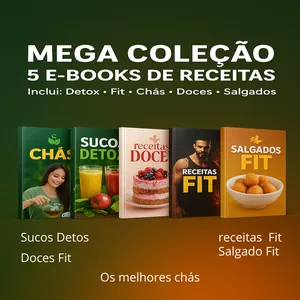 Imagem de capa para o Ebook 5  E-BOOKS DE RECEITAS FIT E DETOX