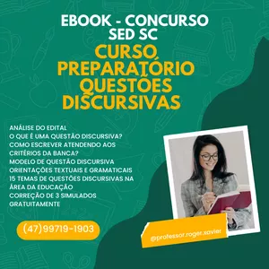 Imagem de capa para o Ebook Curso de Questões Discursivas - Concurso SED-SC 2024/Professores e Especialistas
