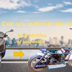 Imagem de capa para o Ebook E-book Básico de Criação de Patinete Elétrico e Motorizado com suspenção (Walk Machine).
