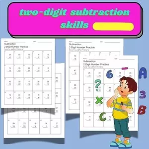 Cover image for Online course 2 digit addition and subtraction within 100 math worksheets