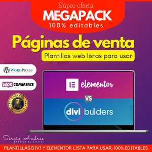Imagen de portada para Curso online Mega PACK Web plantillas de paginas de venta 