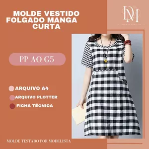 Imagem de capa para o Ebook MOLDE VESTIDO FOLGADO MANGA CURTA