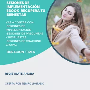 Imagen de portada para Evento online Sesiones de implementación del libro Recupera tu bienestar y deja de sentir esa sensación de tristeza y vacío 