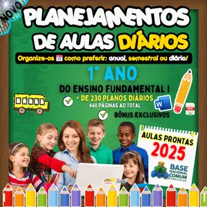 Imagem do curso PLANEJAMENTOS DE AULAS - 1° ANO DO ENSINO FUNDAMENTAL I 📚⭐✏🎉