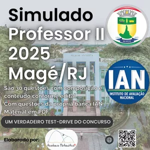 Imagem de capa para o Ebook Simulado Professor II 2025 | Magé/RJ | Banca IAN
