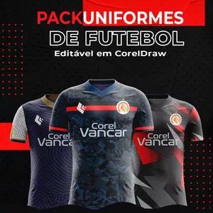 Imagem de capa para o Curso online PACK CAMISAS DE FUTEBOL E FUTSAL EM (CDR - CORELDRAW) - PREMIUM