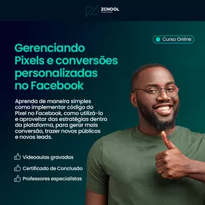 Imagem de capa para o Curso online Gerenciando Pixels e conversões personalizadas no Facebook