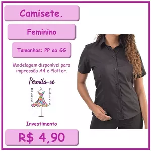 Imagem de capa para o Curso online Molde Camisete Feminino (PP ao GG)