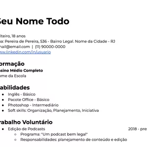 Imagem de capa para o Curso online Modelo de Currículo (Pouca ou Nenhuma Experiência)