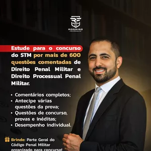 Imagem de capa para o Curso online Banco de Questões de Direito Penal Militar e de Direito Processual Penal Militar para o Concurso do STM