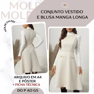 Imagem de capa para o Ebook Conjunto Vestido e Blusa Manga Longa - Molde em PDF