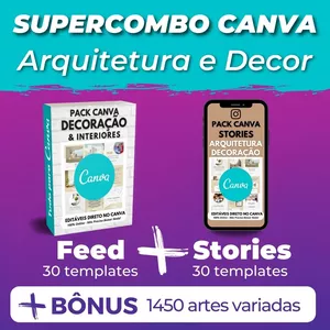 Imagem principal do produto Canva Supercombo Arquitetura e Decoração Feed + Stories +Kits Bônus +1000 Artes