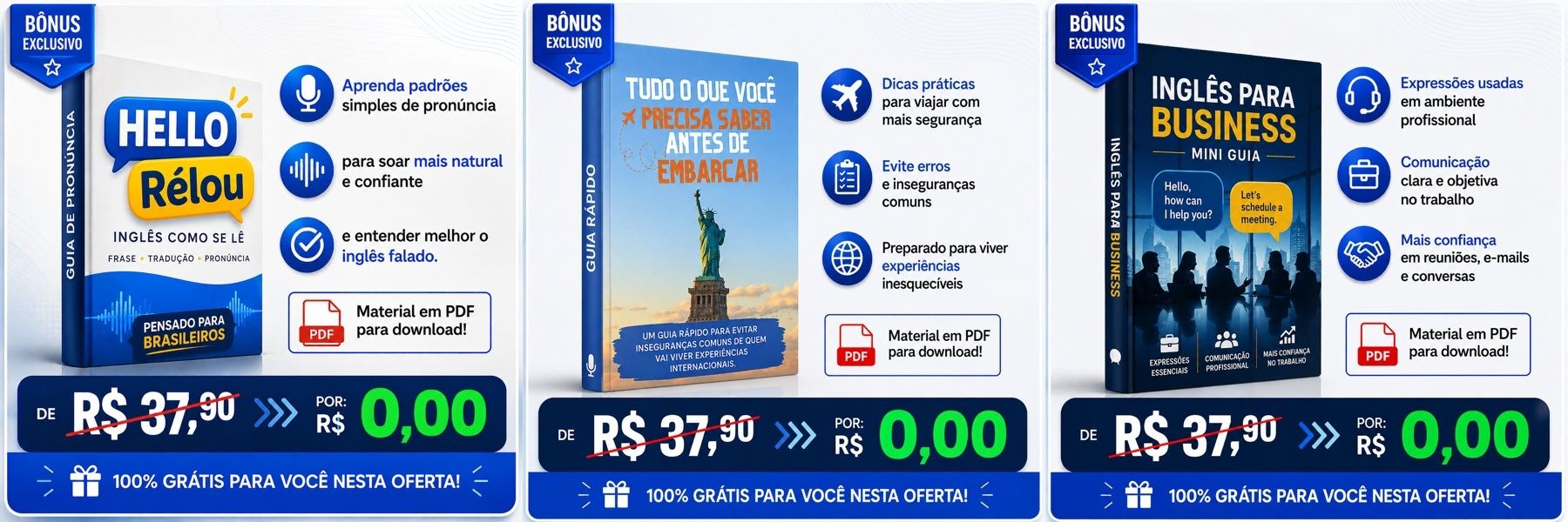 imagem de três bonus exclusivos de 37,90 por 00 reais. (cada um))