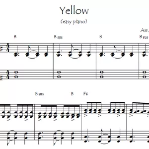 Imagem de capa para o Ebook Yellow - Coldplay (easy piano)