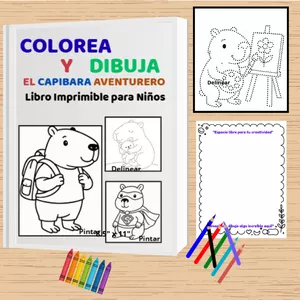 Imagen de portada para Ebook Capibara Aventurero – Libro para Colorear, Delinear y Dibujar (PDF Imprimible)
