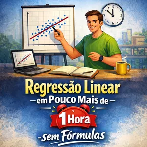 Imagem de capa para o Ebook Regressão Linear em pouco mais de 1 hora sem fórmulas