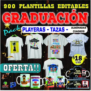 Imagen de portada para Curso online PACK GRADUCACION PLANTILLAS PARA CAMISETAS-POLOS - TAZAS
