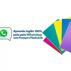 Imagem de capa para o Ebook Aprenda Inglês 100% pelo WhatsApp com Prompt e Flashcards