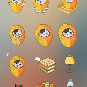 Imagem de capa para o Ebook Cartela de Stickers MangoCat 🍊