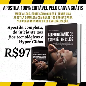 Imagem de APOSTILA 100% EDITÁVEL LASH DESIGNER - DO INICIANTE AO HYPER CÍLIOS criado por Gessica Casagrande na hotmart