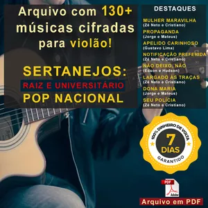 Imagem de capa para o Ebook CIFRAS P/ VIOLÃO ARQUIVO DIGITAL MENU INTERATIVO