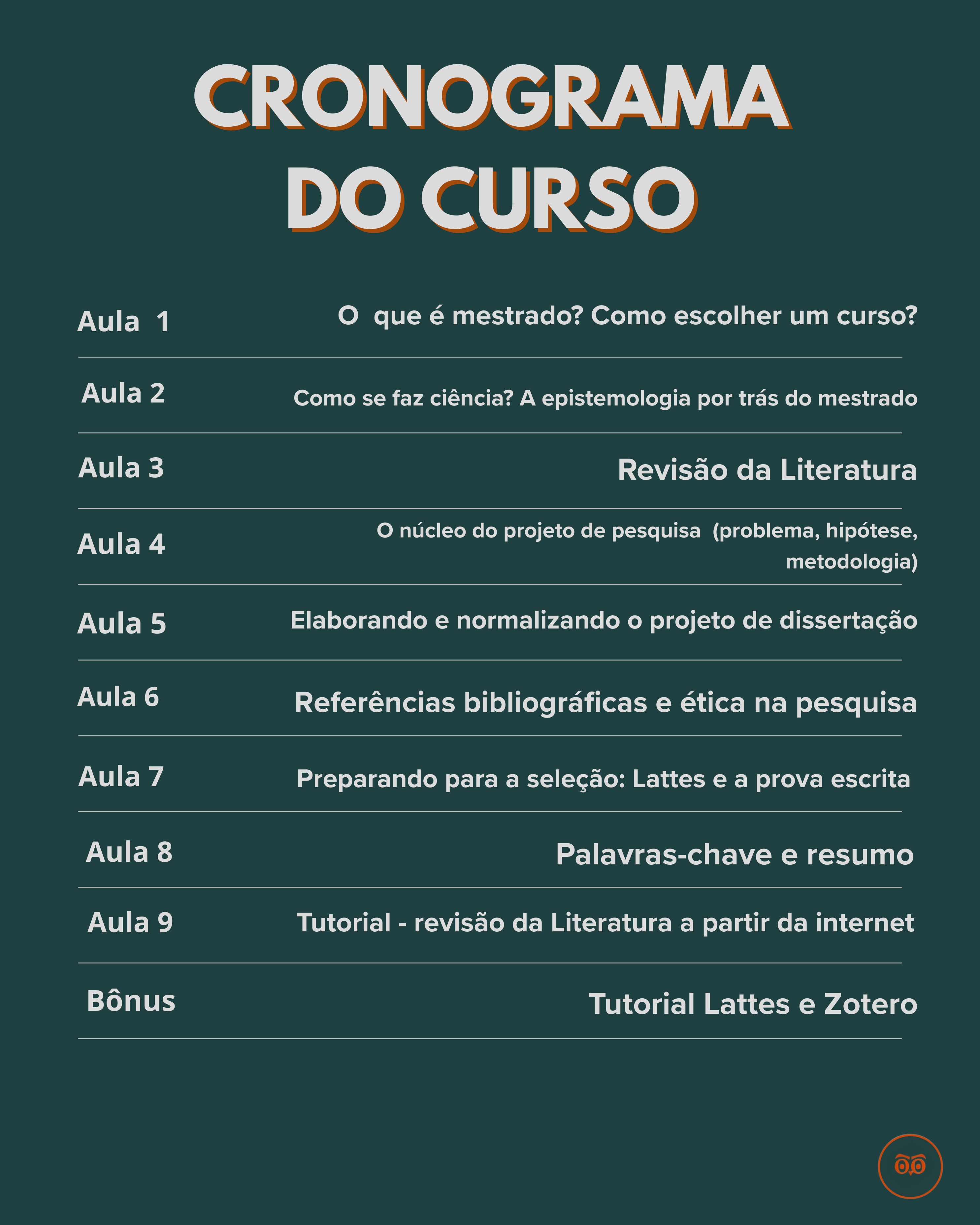 Cronograma do Curso