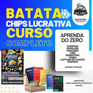 Imagem de capa para o Ebook Curso de  Batata fritas,Palha, palito e Chips Do Zero ao Lucro Hey Lord foods 