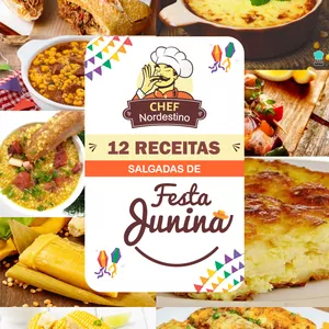 Imagem de capa para o Ebook 12 RECEITAS SALGADAS DE FESTA JUNINAS