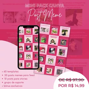 Imagem de capa para o Curso online Pack Canva Post Meme