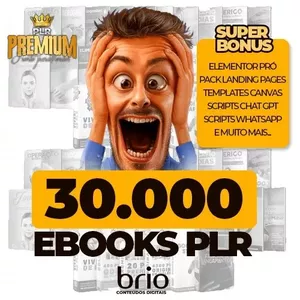 Imagem de capa para o Ebook KIT COM 30.000 PLR Prontos pra Revenda  PLRs PROFISSIONAIS COM ESTRUTURA COMPLETA!
