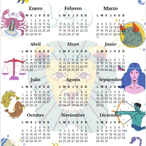 Imagen de portada para Ebook Calendarios 2025 con temática de los signos del zodiaco