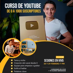 Imagen de portada para Curso online Youtube de 0 a 1000 suscriptores
