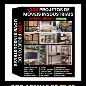 Imagem de capa para o Ebook +300 PROJETOS DE MÓVEIS INDUSTRIAIS COM MEDIDAS DETALHADOS PARA SERRALHEIROS