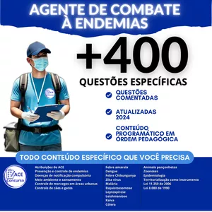 Imagem do curso AGENTE DE COMBATE À ENDEMIAS - mais de 400 questões sobre conteúdo específico 