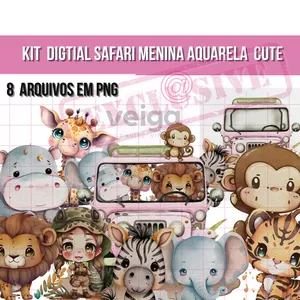 Imagem de capa para o Ebook ELEMENTOS DIGITAIS EXCLUSIVOS SAFARI MENINA AQUARELA  CUTE 