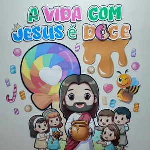 Imagem de capa para o Ebook 🧁 Painel: A vida com Jesus é doce 👧👦🧁