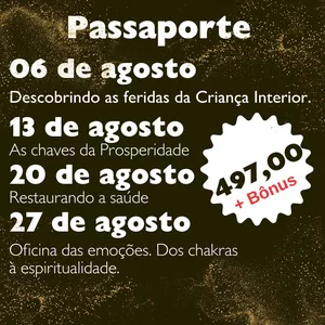 Imagem de capa para o Evento online Passaporte para os 04 Workshops de agosto/23, aos domingos.