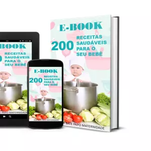 Imagem de capa para o Ebook E-book 200 Receitas de Papinhas Saudáveis Para o Seu Bebê