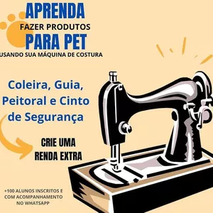 Curso de costura online, aprenda a criar peitoral H, Guia, Coleira e Cinto de segurança para cachorro.