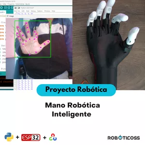 Imagen de portada para Curso online PROYECTO: Mano Robótica Inteligente controlada con Visión Artificial