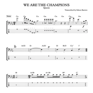 Cover image for Online course WE ARE THE CHAMPIONS (Queen) Bass Score & Tab Lesson