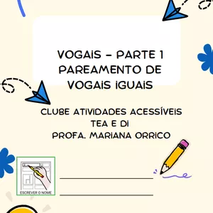 Imagem de capa para o Ebook Material: Vogais – Pareamento de Vogais Iguais 