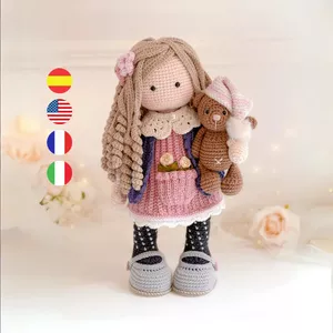 Imagen de portada para Ebook Patrón de Ganchillo Muñeca Amigurumi Romántica - Estela