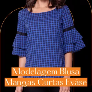 Imagem de capa para o Curso online Modelagem Blusa Mangas Curtas Evasê Graduada nos Tamanhos P ao XGG