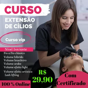 Curso Extensão de Cílios Online  + Certificado